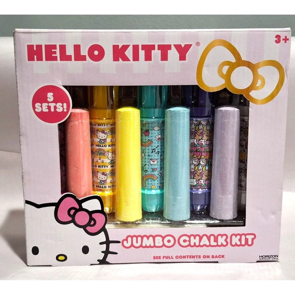 Hello Kitty Jumbo Chalk Kit 5 Sets Sidewalk Art Stencil Horizon Group New